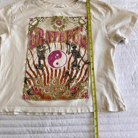 Cloud Dancer Womens Cream T-Shirt Grateful Graphic Print Cotton Size M Boho - Picture 4 of 5